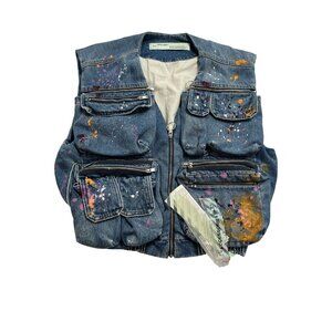 OFF-WHITE Vintage Paint Vest in Blue